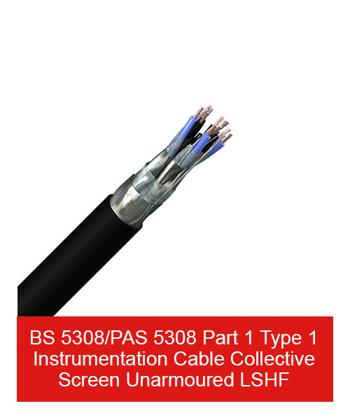 BS 5308/PAS 5308 Part 1 Type 1 Instrumentation Cable Collective Screen Unarmoured LSHF