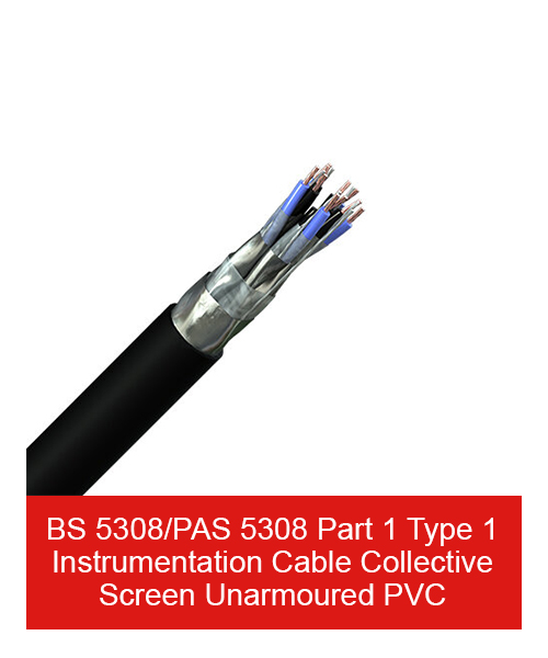 BS 5308/PAS 5308 Part 1 Type 1 Instrumentation Cable Collective Screen Unarmoured PVC