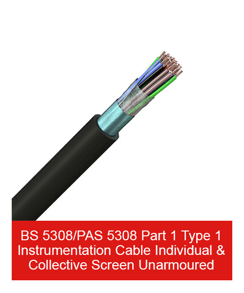 BS 5308/PAS 5308 Part 1 Type 1 Instrumentation Cable Individual & Collective Screen Unarmoured PVC