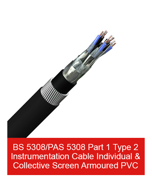 BS 5308/PAS 5308 Part 1 Type 2 Instrumentation Cable Individual & Collective Screen Armoured PVC