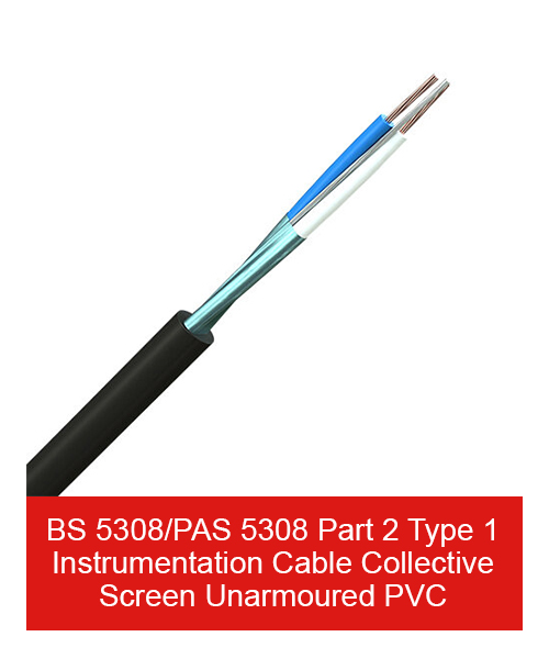 BS 5308/PAS 5308 Part 2 Type 1 Instrumentation Cable Collective Screen Unarmoured PVC